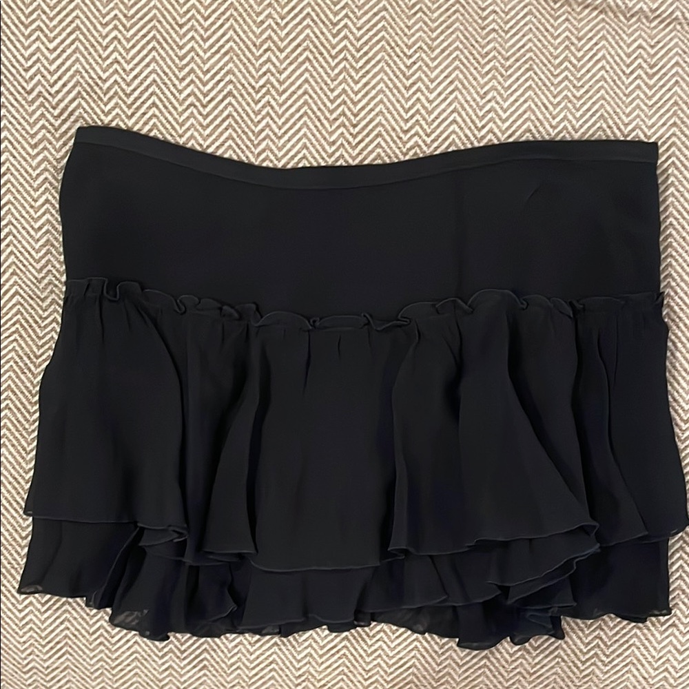 Reformation Black Ruffled Low Waist Skirt Sz 6
